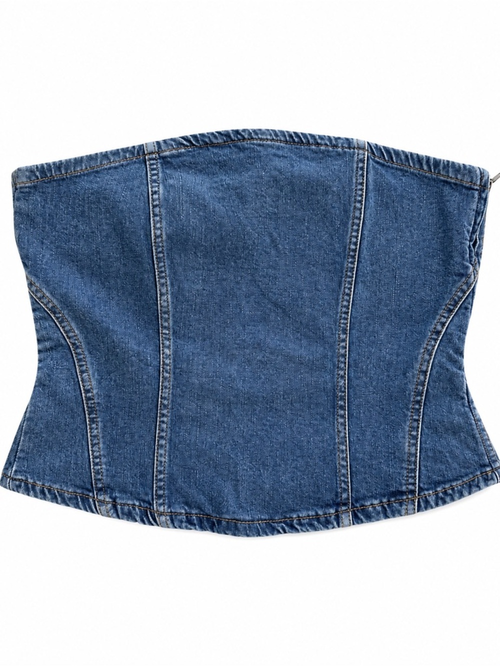 Zara Denim Corset Tube Top Strapless Bustier Blue Size XL